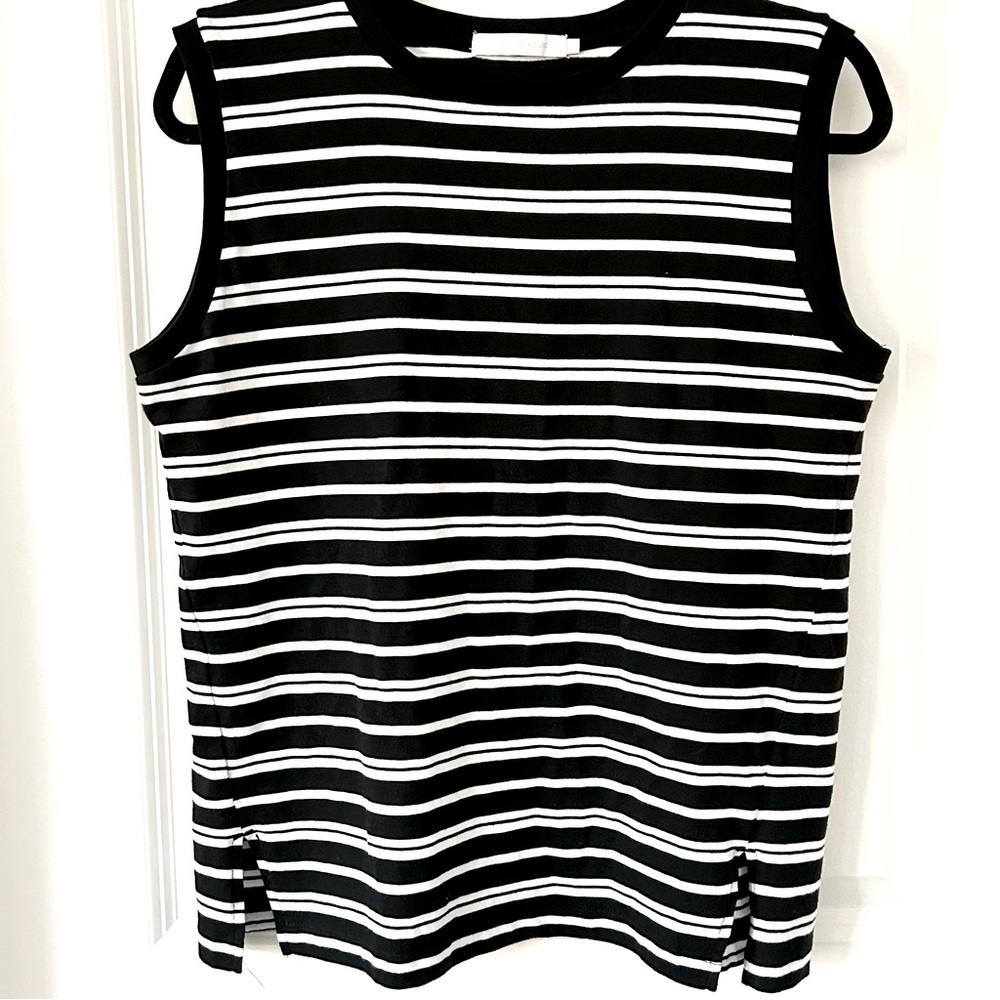 American Holic Black and White Striped Sleeveless Top Large